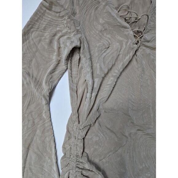 I.am.gia Amina Dress Asymmetrical Plunge Neck Tan Size L - Picture 7 of 7